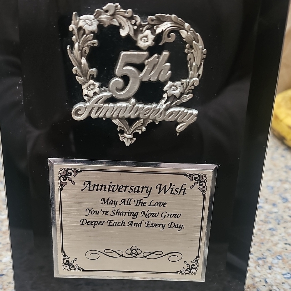 5th Anniversary Plaque with Silver Accents